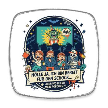 Horror Kino Schock Popcorn Humor - Viereckiger Kühlschrankmagnet - Weiß - Vorne