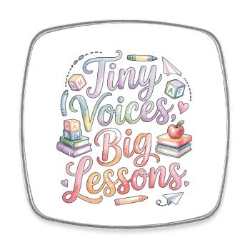 Enseignante d’école primaire, Tiny Voices, grande carrière d’enseignant - Magnet carré - blanc - Devant
