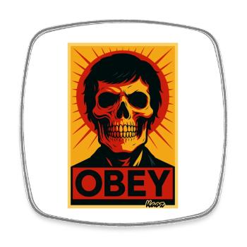 Affiche pop art Skull Rays - Magnet carré - blanc - Devant