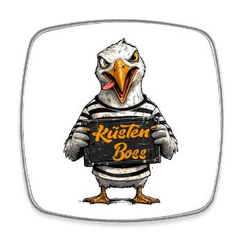 Freche Möwe Spruch Norddeutscher Humor - Viereckiger Kühlschrankmagnet - Weiß - Vorne