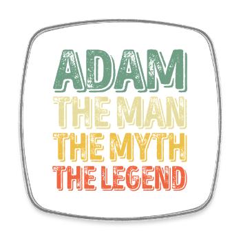 Adam: Der Mann, der Mythos, die Legende - Viereckiger Kühlschrankmagnet - Weiß - Vorne