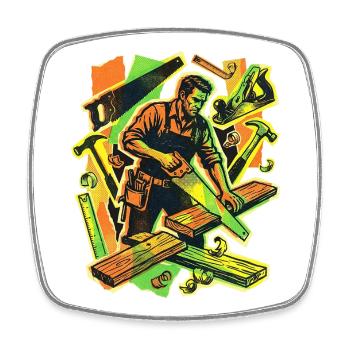Handwerker Tischler Vintage - Viereckiger Kühlschrankmagnet - Weiß - Vorne