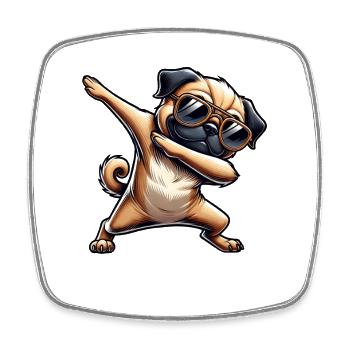 Dab dog with sunglasses - Square fridge magnet - white - Front