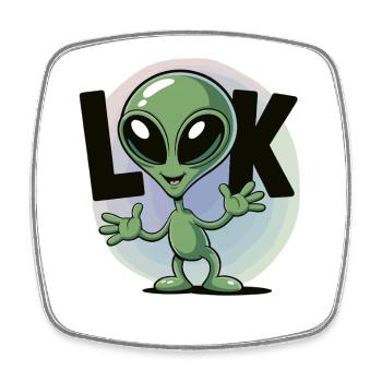Alien T-Shirt Sci-Fi Space Look - Square fridge magnet - white - Front