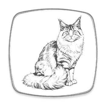 Majestic Maine Coon - Modern Line Illustration - Viereckiger Kühlschrankmagnet - Weiß - Vorne
