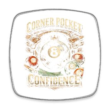8-Ball Billiards Corner Pocket Confidence - Square fridge magnet - white - Front