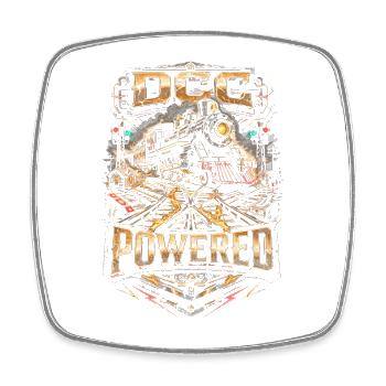 Model Railway Railway DCC Powered - Square fridge magnet - white - Front
