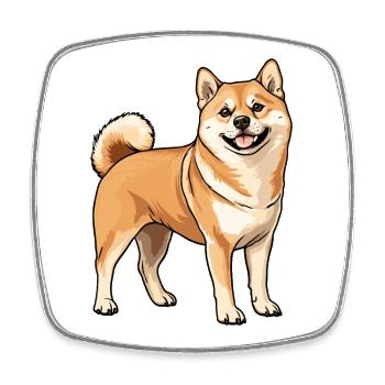 Cheerful Shiba Inu Cartoon - Square fridge magnet - white - Front