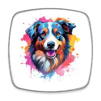 Farbenfrohe Splash-Kunst Australischer Schäferhund - Viereckiger Kühlschrankmagnet - Weiß - Vorne