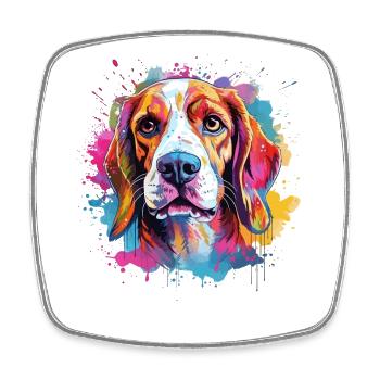 Colorful Dog Splash Art Beagle - Square fridge magnet - white - Front