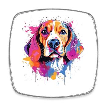 Éclaboussures colorées de Beagle Dog - Magnet carré - blanc - Devant