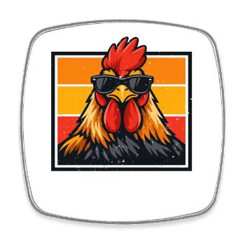 F-Caw-F Chicken Rooster Funny Meme Graphic - Square fridge magnet - white - Front