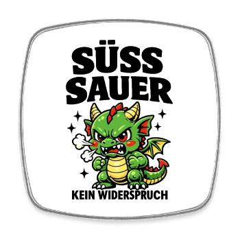 Wütender Comic Drache im Fantasy Kawaii Stil - Viereckiger Kühlschrankmagnet - Weiß - Vorne