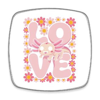 Love Axolotl in Bloom - Square fridge magnet - white - Front