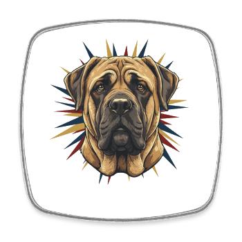Mastiff Head with Star Wreath - Square fridge magnet - white - Front