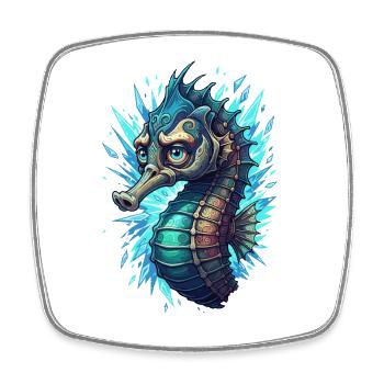 Crystal Seahorse in the Lightning Sea - Square fridge magnet - white - Front