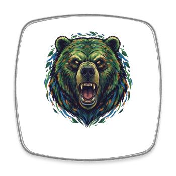Wild Color Bear Head - Square fridge magnet - white - Front