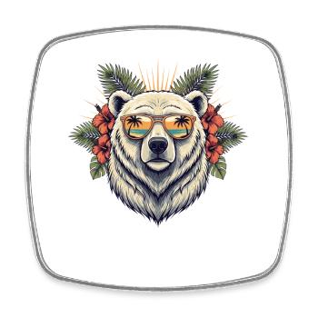 Polarbär Tropen Sonnenbrille - Viereckiger Kühlschrankmagnet - Weiß - Vorne