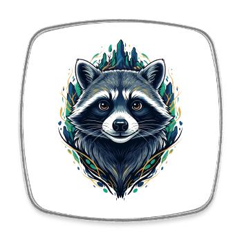 Waschbär Waldzauber Grafik - Viereckiger Kühlschrankmagnet - Weiß - Vorne