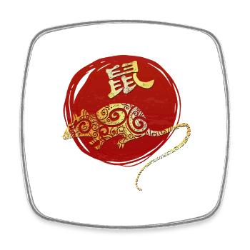 Ratte Chinesisches Tierkreiszeichen Horoskop - Viereckiger Kühlschrankmagnet - Weiß - Vorne