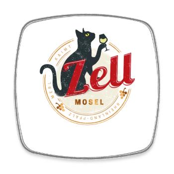 Zell mit Katze Vintage Mosel Rheinland-Pfalz - Viereckiger Kühlschrankmagnet - Weiß - Vorne