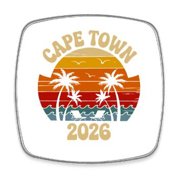 Cape Town 2026 Retro Sonnenuntergang - Viereckiger Kühlschrankmagnet - Weiß - Vorne
