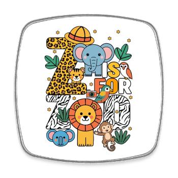 Z Is For Zoo Animals Zoo Party Jungle Zoo Birthday - Square fridge magnet - white - Front