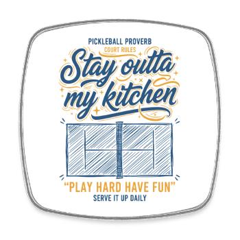 Joueur drôle de pickleball, ne viens pas dans ma cuisine - Magnet carré - blanc - Devant
