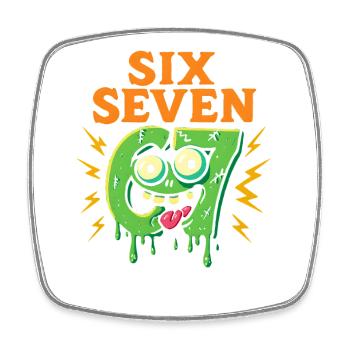 Six Seven 67 Zombie Horror Humor Italian Brainrot - Square fridge magnet - white - Front