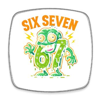 Six Seven 67 Zombie Horror Humor Italian Brainrot - Square fridge magnet - white - Front