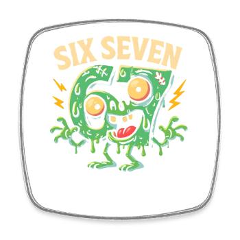Six Seven 67 Zombie Horror Humor Italian Brainrot - Square fridge magnet - white - Front