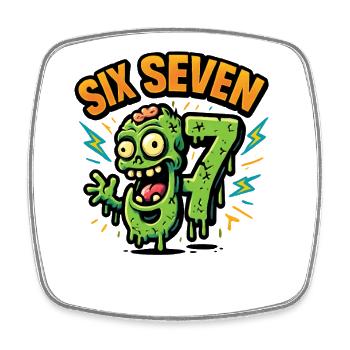Six Seven 67 Zombie Horror Humor Italian Brainrot - Square fridge magnet - white - Front