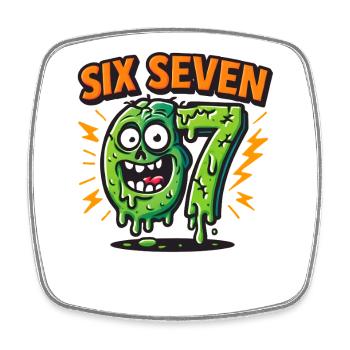 Six Seven 67 Zombie Horror Humor Italian Brainrot - Square fridge magnet - white - Front