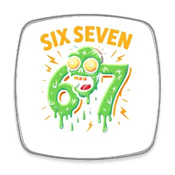Six Seven 67 Zombie Horror Humor Italian Brainrot - Square fridge magnet - white - Front