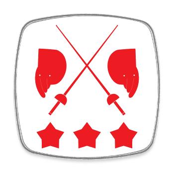 Fechter-Maske und Sterne Design-Sport - Viereckiger Kühlschrankmagnet - Weiß - Vorne
