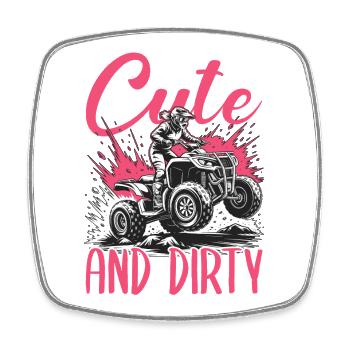 Quad ATV Woman Girl Four Wheeler - Viereckiger Kühlschrankmagnet - Weiß - Vorne