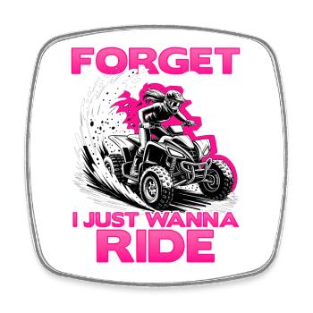 Quad ATV Woman Girl Four Wheeler - Viereckiger Kühlschrankmagnet - Weiß - Vorne