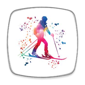 Ski alpin Sports d’hiver Ski de randonnée - Magnet carré - blanc - Devant