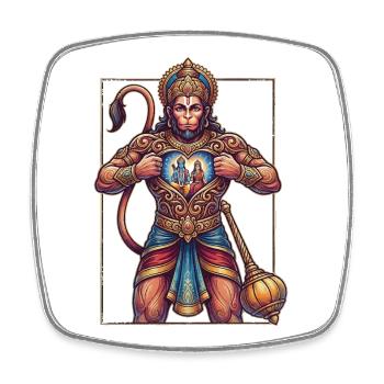 Hanuman Brust der Götter - Viereckiger Kühlschrankmagnet - Weiß - Vorne