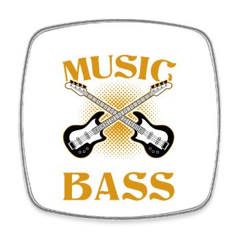 Musique Basse Guitares électriques croisées Graphisme rétro - Magnet carré - blanc - Devant