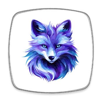 Colorful Fox Polygon Art – Modern Animal Design - Square fridge magnet - white - Front