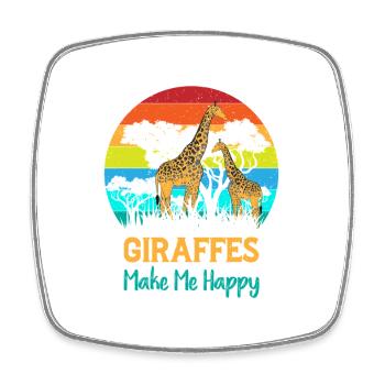 Les girafes me rendent heureux - Giraffe drôle - Magnet carré - blanc - Devant