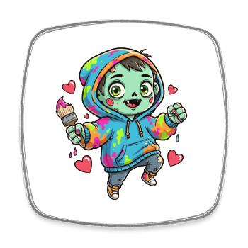 Colorful Zombie Hoodie Motif - Square fridge magnet - white - Front