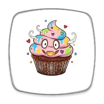 Bunter Cupcake mit Augen & Farben - Viereckiger Kühlschrankmagnet - Weiß - Vorne