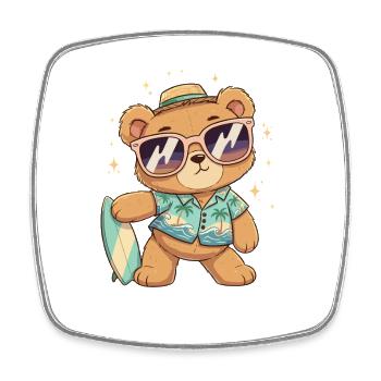 Beach Bear Surfer Look - Square fridge magnet - white - Front