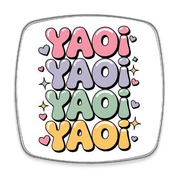 Colorful bubble letters lettering Yaoi. - Square fridge magnet - white - Front