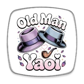 Old Man Yaoi: Hüte Pfeife - Viereckiger Kühlschrankmagnet - Weiß - Vorne