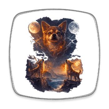 Chihuahua zwei Monde - Viereckiger Kühlschrankmagnet - Weiß - Vorne