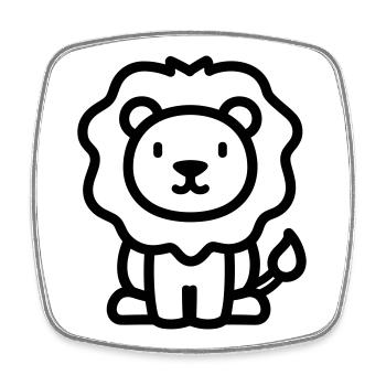lion - Magnet carré - blanc - Devant