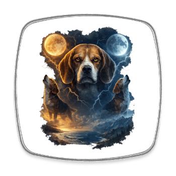 Moon Beagle Night Magic Beagle - Square fridge magnet - white - Front